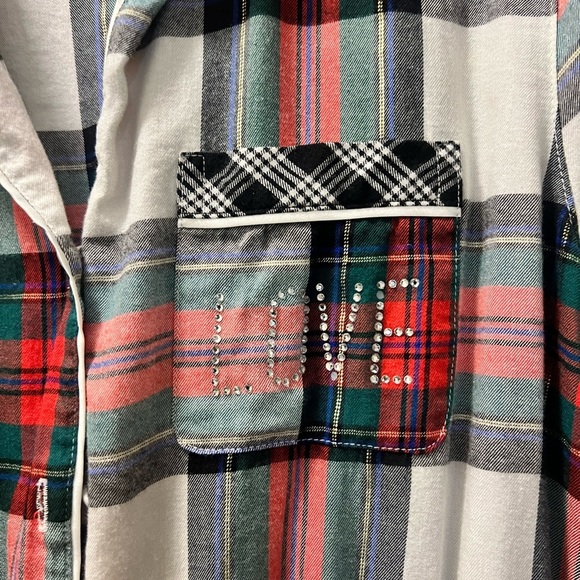 Victorias Secret LOVE Rhinestone Plaid Pajamas Romper - Picture 5 of 9
